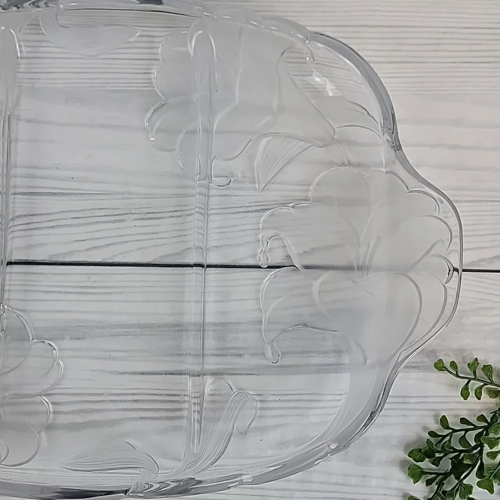 Crystal Clear Studios Lilly Glass Serving Tray Vintage 80s With Original Box